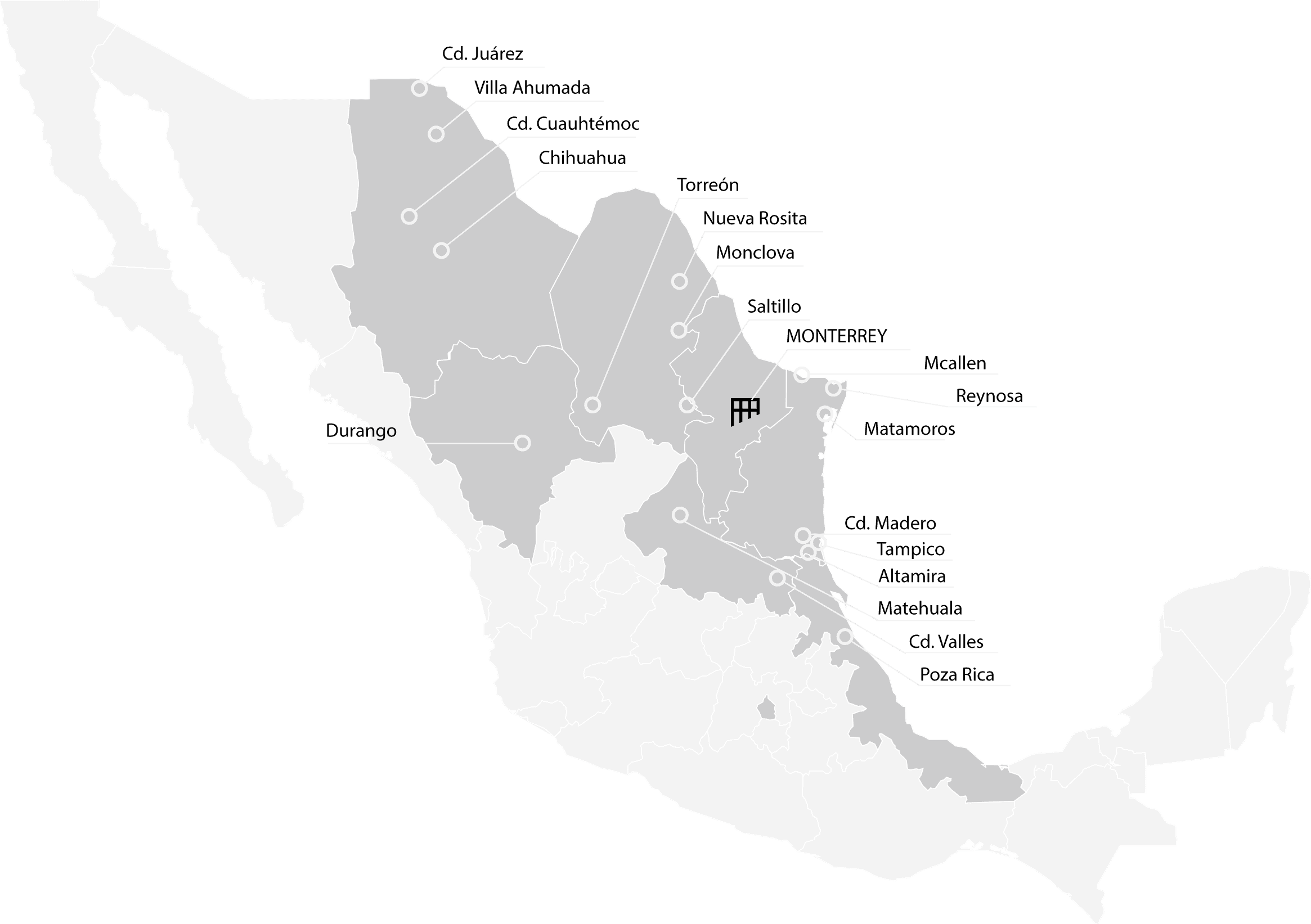 Map of projects in Mexico